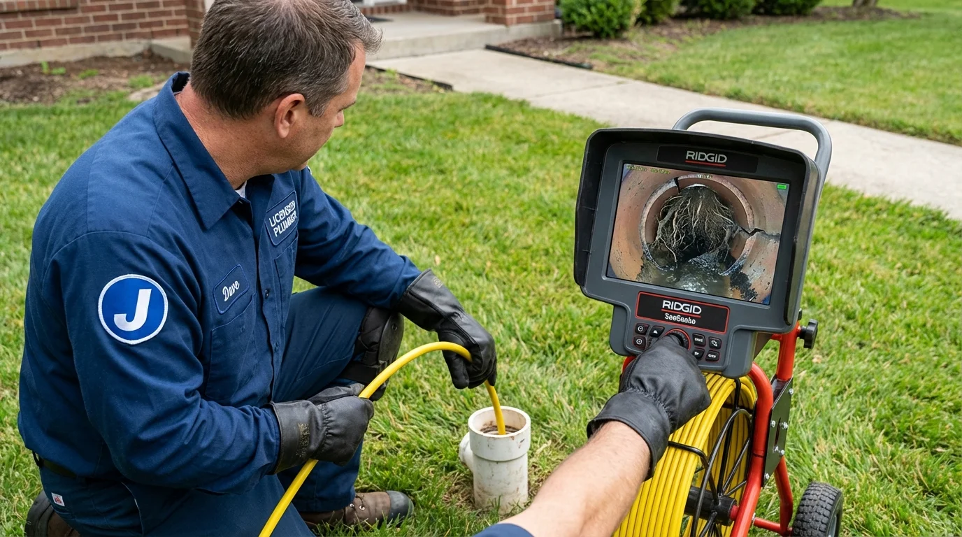 Sewer camera inspection being performed by Johns Plumbing LLC in Ann Arbor